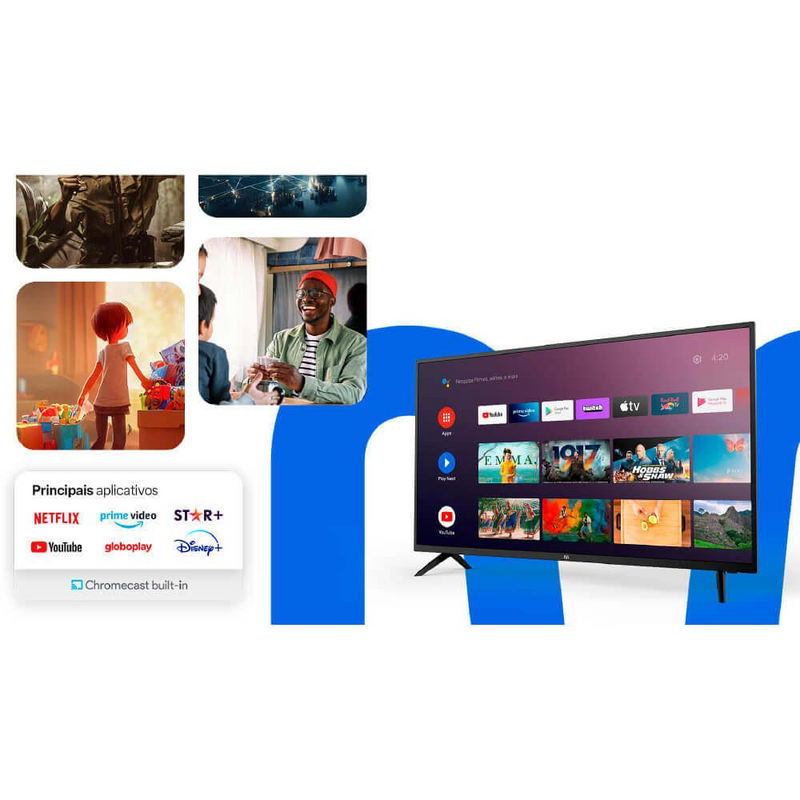 Smart TV 32" Multilaser Led HD TL062M Android 11, Bluetooth, 3 portas HDMI, 2 portas USB, Bivolt