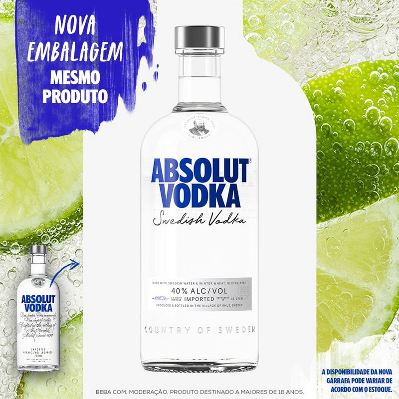 Vodka Absolut Importada 1 Litro Sabor Original