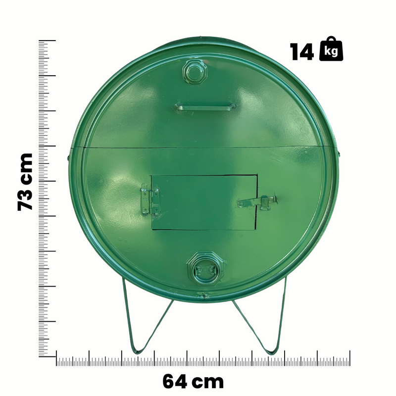 Churrasqueira Portatil 1/2 Tambor a Bafo Tamanho Media c/ Grelha Cor Verde