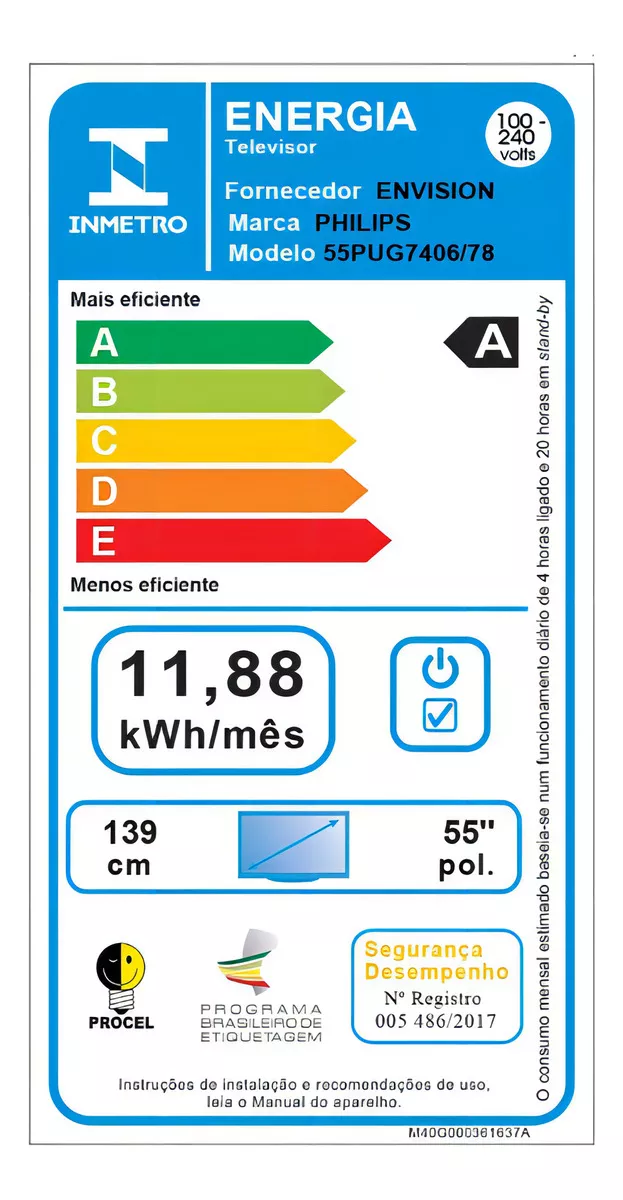Smart TV 55" Philips Ultra HD 4K 55PUG7019/78 com Google TV, Chromecast, HDR10+, 3 HDMI, 2 USB,  Bluetooth 5.0, Bivolt