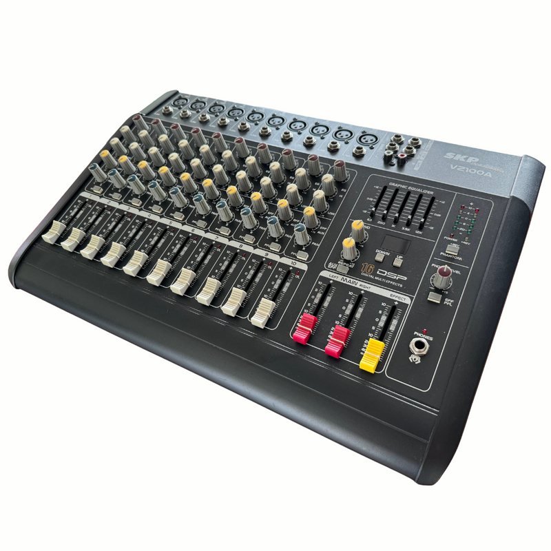 Mesa de Som Amplificada Console SKP Pro Audio VZ-100A 10 Canais - Produto Seminovo de Mostruário