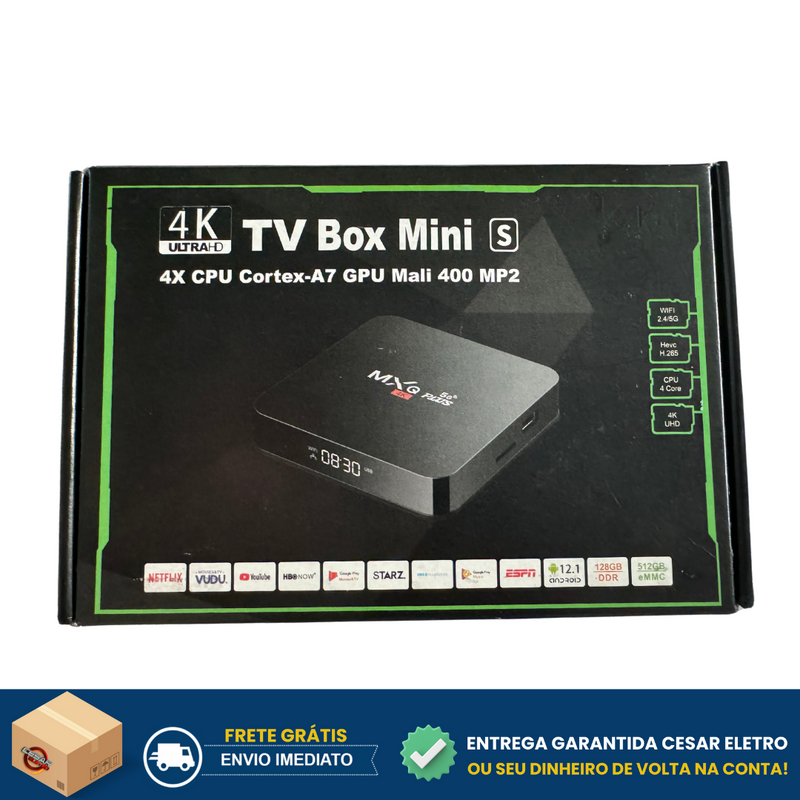 Aparelho Smart Tv Box 4k Mini S CPU Cortex A7 4X - Ultra Rápido