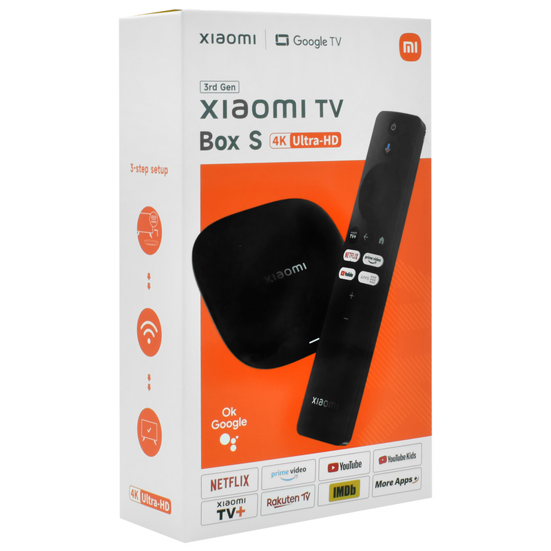 Aparelho Xiaomi Mi TV Box S 3ª Geração Android TV 11, 4K, Wi-Fi, Bluetooth, Controle por Voz Google, Netflix, YouTube, Disney+